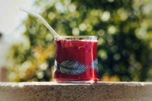 Jus de pruneau bio 100 % pur jus dans un verre, boisson naturelle reconnue pour accompagner le transit intestinal et la digestion.